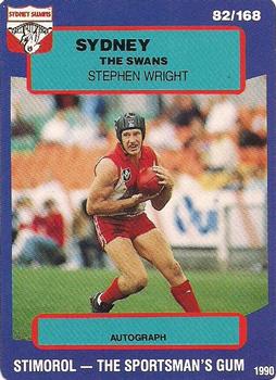 1990 AFL Scanlens Stimorol #82 Stephen Wright Front